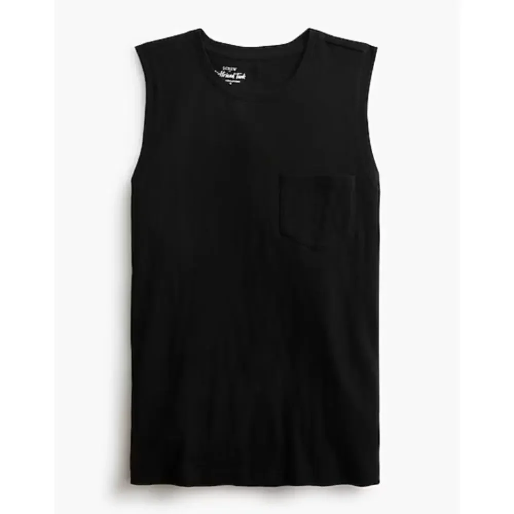 J Crew Girlfriend Pocket Tank Top Black XL NWT Shirt Tee CJ049 J.Crew